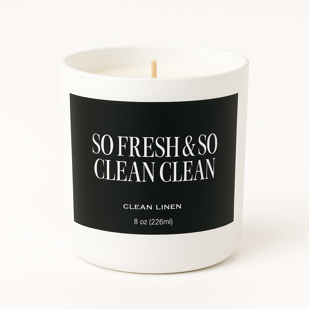 So Fresh & So Clean Clean- Organic Candle- | Live Life Glamorously